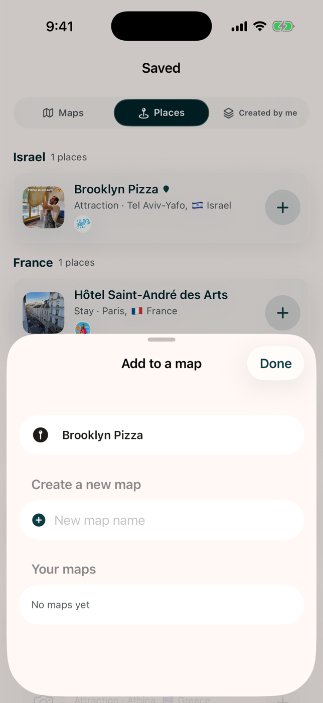 The Add to a map sheet with an option to create a new map