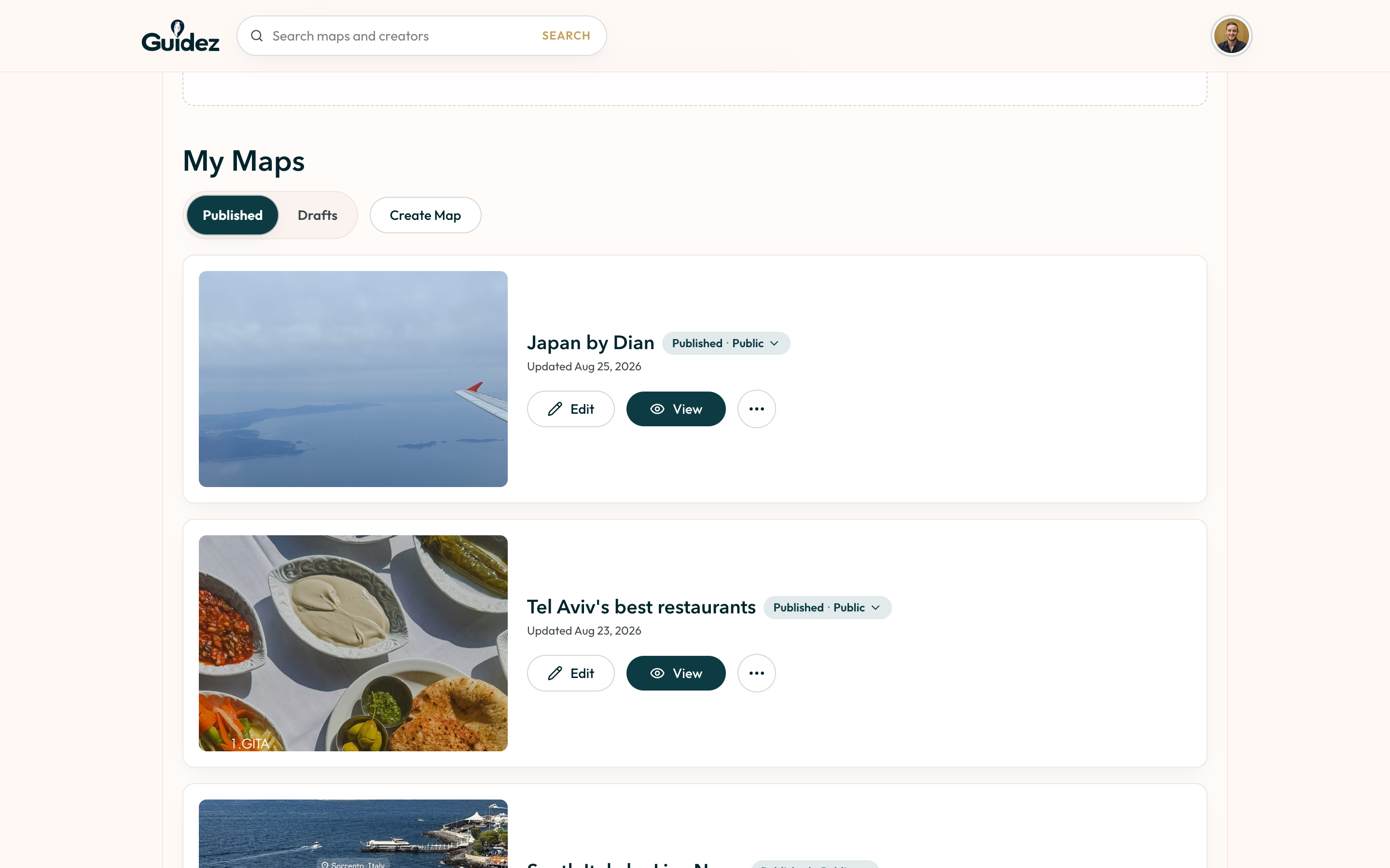 The Creator Portal with tabs for maps, links, and analytics